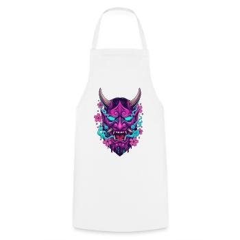 Floral Neon Demon Mask - Cooking Apron - white - Front - AI Model Male 185 dark (185cm)