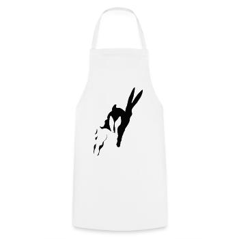 Bunny court shadow bunny rabbit hop de lapins de Pâques - Tablier de cuisine - blanc - Devant - AI Model Male 185 dark (185cm)