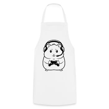 Gamer Hamster Controller Outline - Cooking Apron - white - Front - AI Model Male 185 dark (185cm)