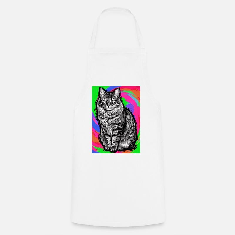 cat - Cooking Apron - white