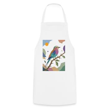 Design de rouleau poitrine lilas oiseau coloré - Tablier de cuisine - blanc - Devant - AI Model Male 185 dark (185cm)