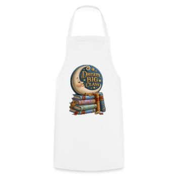 Rêve : Grande Classe Lune et Livres - Tablier de cuisine - blanc - Devant - AI Model Male 185 dark (185cm)