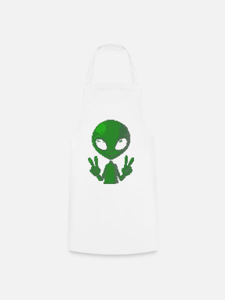 Pixel Alien Friedenszeichen - Kochschürze - Weiß
