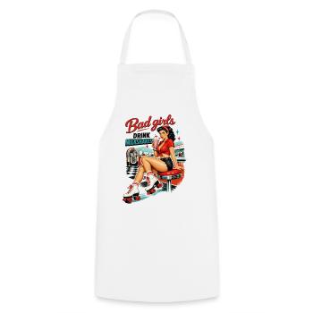 Bad Girls Drink Milkshakes – 50s Diner Pin-Up - Cooking Apron - white - Front - AI Model Male 185 dark (185cm)