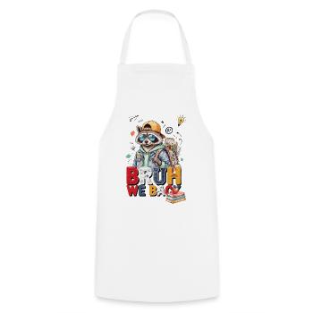 Bruh We Back School Raccoon - Cooking Apron - white - Front - AI Model Male 185 dark (185cm)