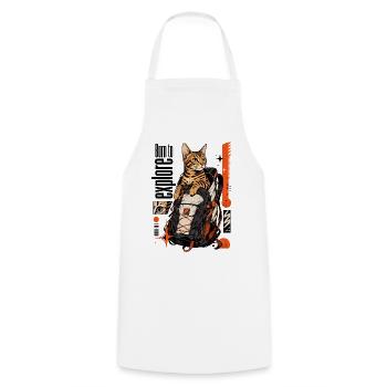 Born to Explore – Adventure Bengal Cat - Cooking Apron - white - Front - AI Model Male 185 dark (185cm)