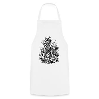 Japanese Kirin in Irezumi Tattoo Style - Cooking Apron - white - Front - AI Model Male 185 dark (185cm)