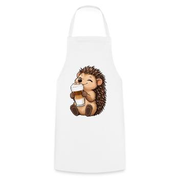 Igel mit Latte Macchiato - Kochschürze - Weiß - Vorne - AI Model Male 185 dark (185cm)