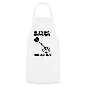 Unterschätzter Dartspieler Dartpfeil Bullseye - Kochschürze - Weiß - Vorne - AI Model Male 185 dark (185cm)