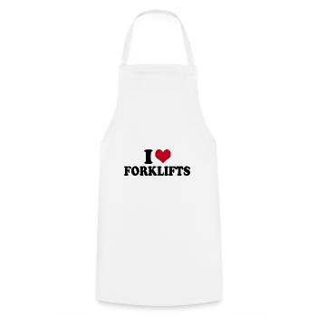 I Love Forklifts Forklift Operator - Cooking Apron - white - Front - AI Model Male 185 dark (185cm)