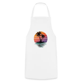 Palm Tree Retro Gift - Nature Lover Gift - Cooking Apron - white - Front - AI Model Male 185 dark (185cm)
