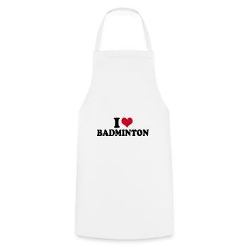 I Love Badminton - Cooking Apron - white - Front - AI Model Male 185 dark (185cm)
