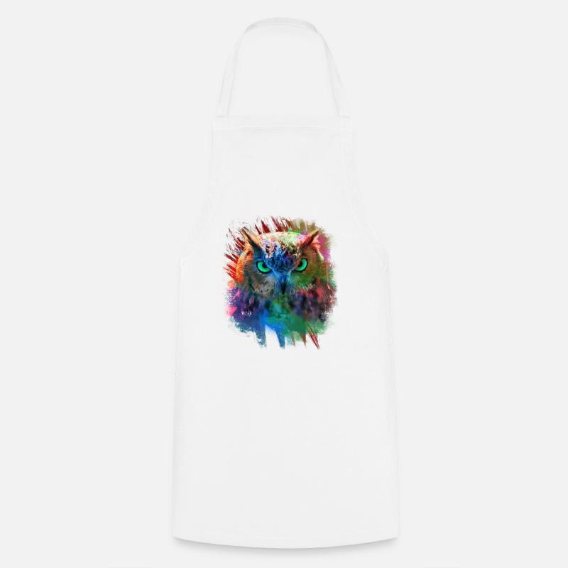 Hibou multi couleur - Tablier de cuisine - blanc
