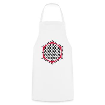 Fleur de la vie - timbre - Lotus - Tablier de cuisine - blanc - Devant - AI Model Male 185 dark (185cm)
