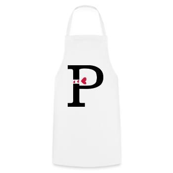 Capital lettre P avec des coeurs - Tablier de cuisine - blanc - Devant - AI Model Male 185 dark (185cm)