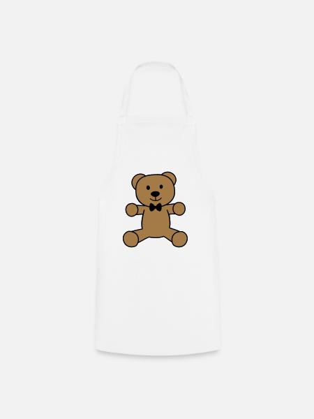 Teddybär mit Fliege - Kochschürze - Weiß