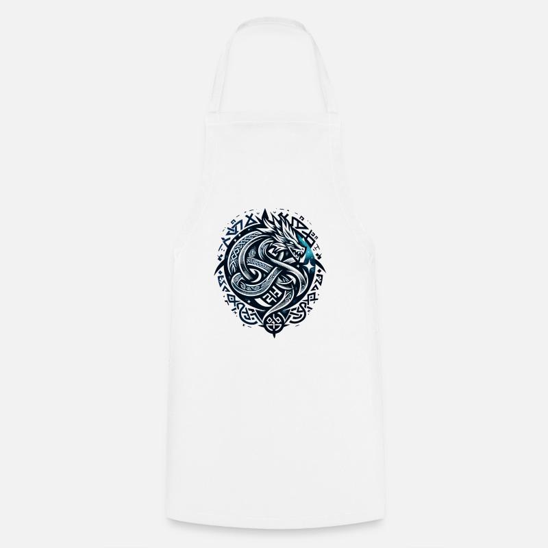 Celtic Dragon Majesty - Cooking Apron - white