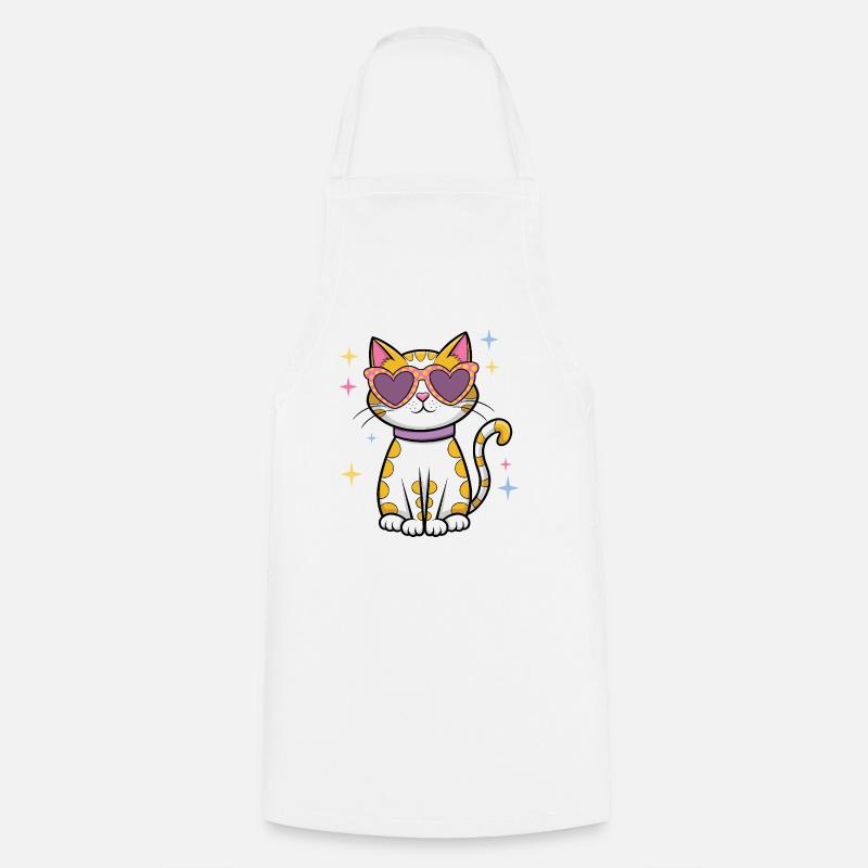 Cat Sparkle - Cooking Apron - white