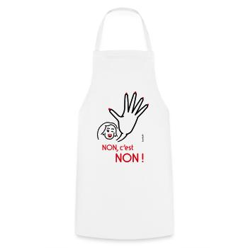 Non, C’Est Non ! (Non Signifie Non ! Friendly 2C) - Tablier de cuisine - blanc - Devant - AI Model Male 185 dark (185cm)