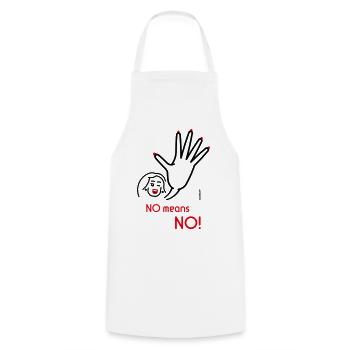 No Means No! (Friendly / 2C) - Cooking Apron - white - Front - AI Model Male 185 dark (185cm)