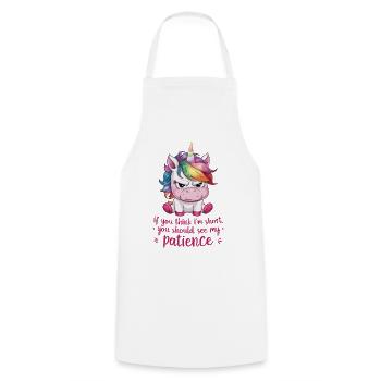 Mignonne petite licorne à la fin avec patience - Tablier de cuisine - blanc - Devant - AI Model Male 185 dark (185cm)
