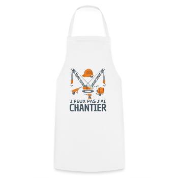 Je peux pas j'ai chantier construction - Tablier de cuisine - blanc - Devant - AI Model Male 185 dark (185cm)