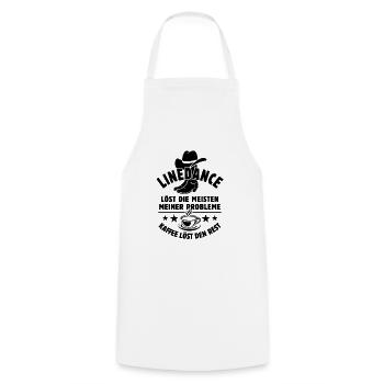 Linedance löst meine Probleme - Kaffee Spruch - Kochschürze - Weiß - Vorne - AI Model Male 185 dark (185cm)