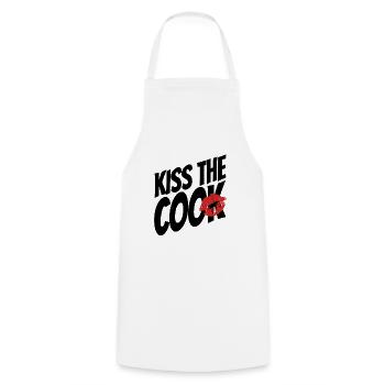 Embrasser le cuisinier - coq - jeu de mots - dire - Tablier de cuisine - blanc - Devant - AI Model Male 185 dark (185cm)