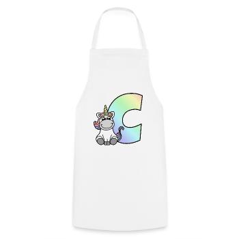 Unicorn Letter C - Cooking Apron - white - Front - AI Model Male 185 dark (185cm)