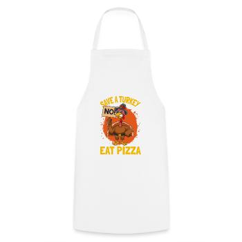 Save A Turkey Eat Pizza Thanksgiving - Cooking Apron - white - Front - AI Model Male 185 dark (185cm)