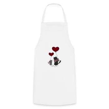 Chats avec ballon coeur - Tablier de cuisine - blanc - Devant - AI Model Male 185 dark (185cm)