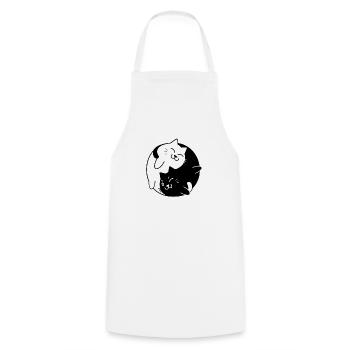 T-shirt mignon de chats de Yin Yang pour des amants de chat - Tablier de cuisine - blanc - Devant - AI Model Male 185 dark (185cm)