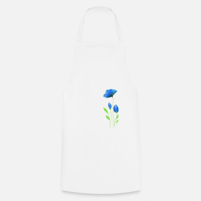 Fleurs bleues dans l'optique aquarelle moderne - Tablier de cuisine - blanc