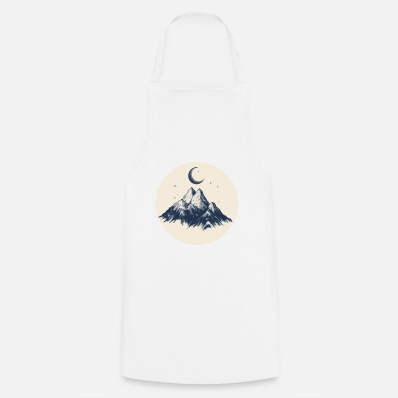 Mountain relief with moon - Cooking Apron - white