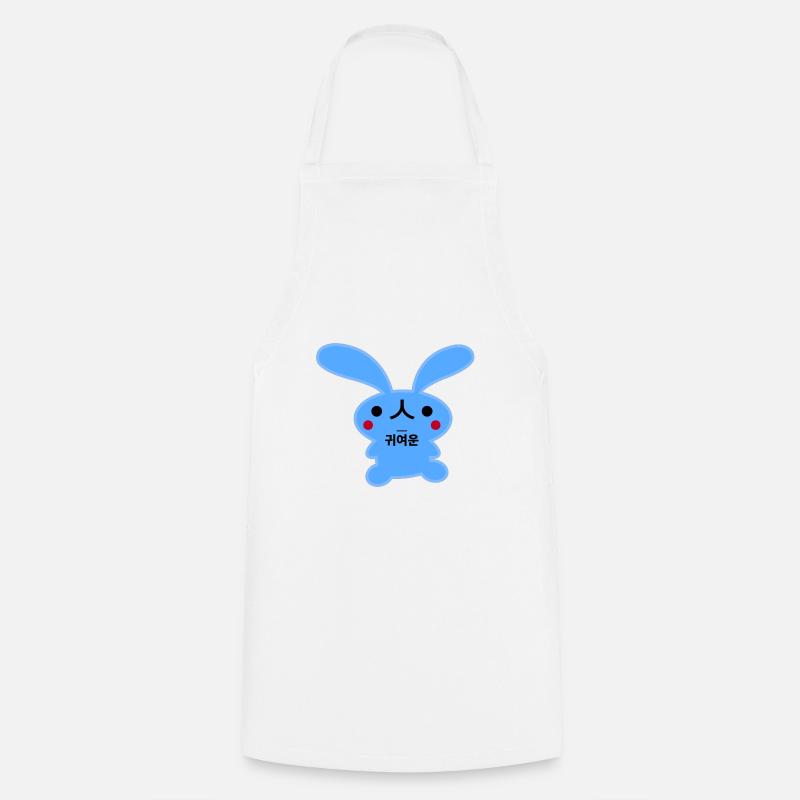 Lapin Coréen Mignon Bleu - Tablier de cuisine - blanc
