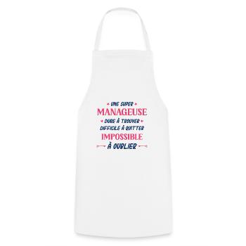 Une super manageuse - Tablier de cuisine - blanc - Devant - AI Model Male 185 dark (185cm)