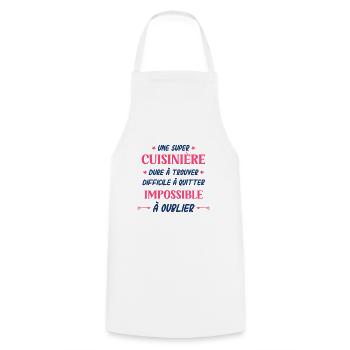 Super cuisinière - Tablier de cuisine - blanc - Devant - AI Model Male 185 dark (185cm)