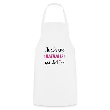 Je suis une nathalie qui déchire - Tablier de cuisine - blanc - Devant - AI Model Male 185 dark (185cm)