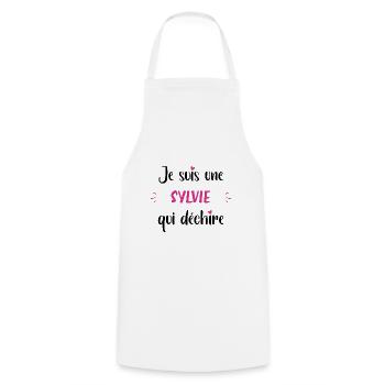 Je suis une sylvie qui déchire - Tablier de cuisine - blanc - Devant - AI Model Male 185 dark (185cm)
