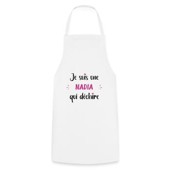 Je suis une nadia qui déchire - Tablier de cuisine - blanc - Devant - AI Model Male 185 dark (185cm)