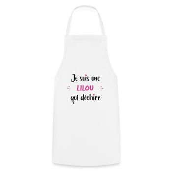 Je suis une lilou qui déchire - Tablier de cuisine - blanc - Devant - AI Model Male 185 dark (185cm)