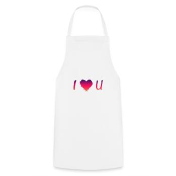 I Love U, Ich liebe Dich - Kochschürze - Weiß - Vorne - AI Model Male 185 dark (185cm)