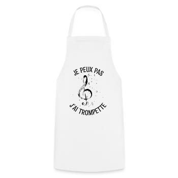 Je peux j'ai trompette. Cadeau Trompette Jazz. - Tablier de cuisine - blanc - Devant - AI Model Male 185 dark (185cm)
