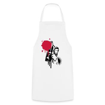 A sprayer with spray can in graffiti style - Cooking Apron - white - Front - AI Model Male 185 dark (185cm)