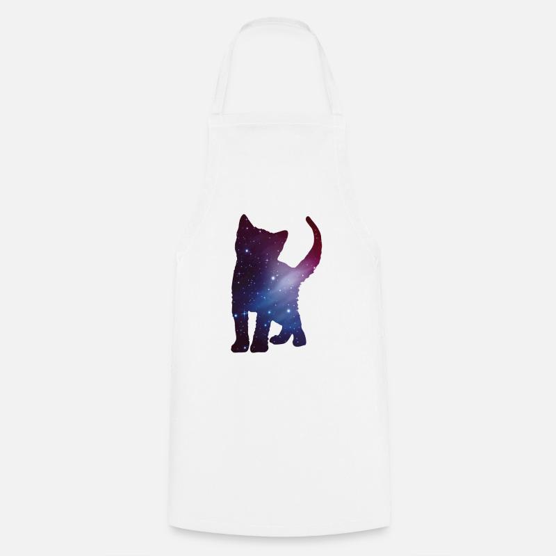 Cat Kitten Silhouette Space Cat Space Gift - Cooking Apron - white
