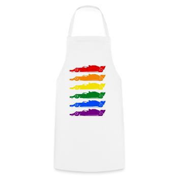 Racing Car LGBT lgbtqia pride - Cooking Apron - white - Front - AI Model Male 185 dark (185cm)