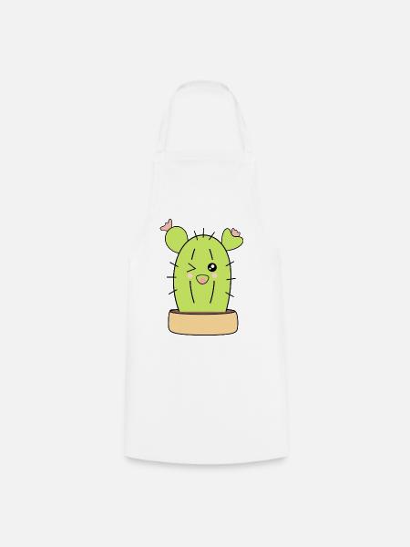 Kawaii Kaktus, Kakteen, Sukkulenten, Pflanze cute - Kochschürze - Weiß