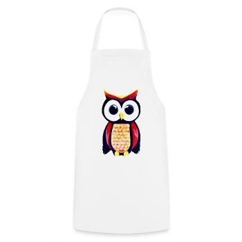 Owl with big curious eyes - Cooking Apron - white - Front - AI Model Male 185 dark (185cm)