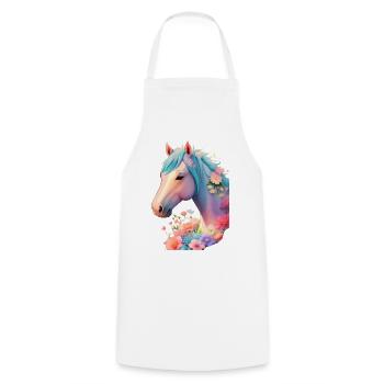 Cheval fleur - Tablier de cuisine - blanc - Devant - AI Model Male 185 dark (185cm)