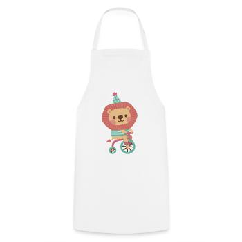 Cute Lion Cycling On Bicycle - Cooking Apron - white - Front - AI Model Male 185 dark (185cm)